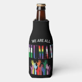 We zijn allemaal menselijke kleurrijke handen flesjeskoeler (Fles Voorkant)