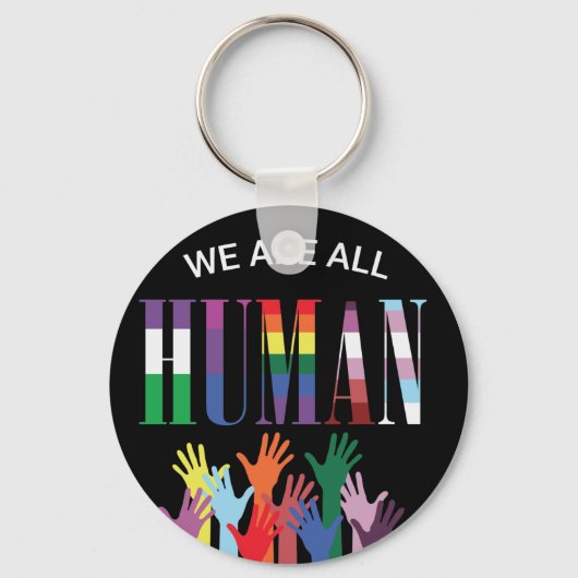 We zijn allemaal menselijke kleurrijke handen sleutelhanger (Voorkant)