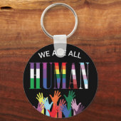 We zijn allemaal menselijke kleurrijke handen sleutelhanger (Voorkant)