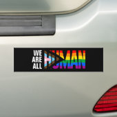 We zijn allemaal menselijke LGBTQ+ Pride vlag Bumpersticker (Op auto)