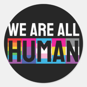 We zijn allemaal menselijke LGBTQIA+ Ronde Sticker