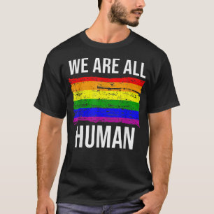 We zijn allemaal menselijke trots, regenboog Ally T-shirt