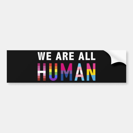 We zijn allemaal mensen met LGBTQ+-vlaggen voor de Bumpersticker (Voorkant)