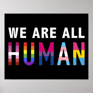 We zijn allemaal mensen met LGBTQ+-vlaggen voor de Poster