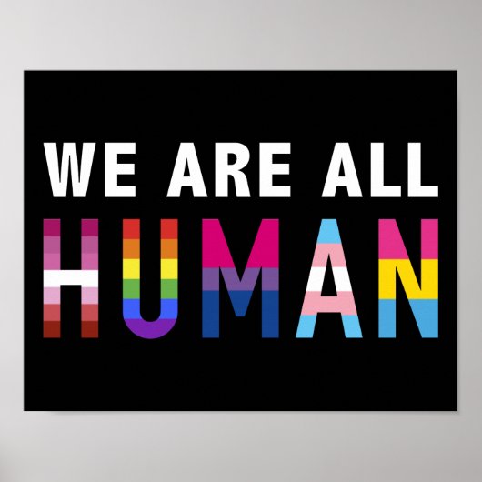 We zijn allemaal mensen met LGBTQ+-vlaggen voor de Poster (Voorkant)