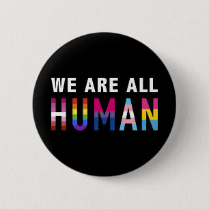 We zijn allemaal mensen met LGBTQ+-vlaggen voor de Ronde Button 5,7 Cm