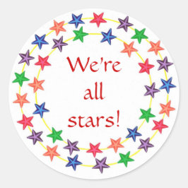 We zijn allemaal stickers! Met kleurrijke sterren Ronde Sticker