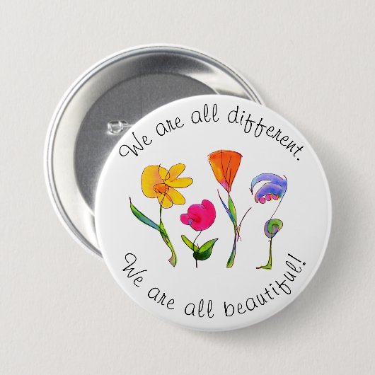 We zijn allemaal verschillend en mooi, diversiteit ronde button 7,6 cm (Voorkant /achterkant)