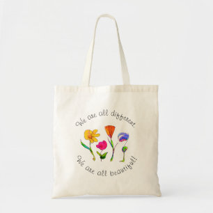We zijn allemaal verschillend en mooi, diversiteit tote bag