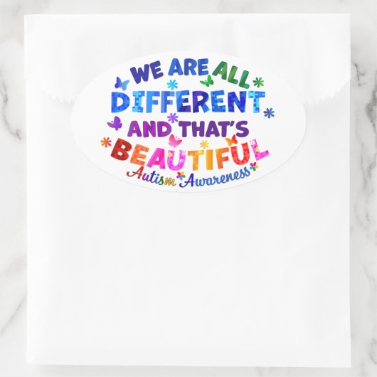 We zijn allemaal verschillend ovale sticker (Tas)