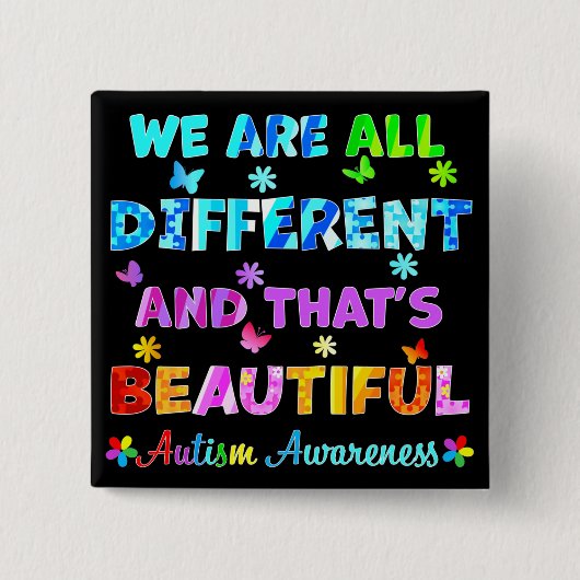 We zijn allemaal verschillend vierkante button 5,1 cm (Voorkant)