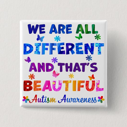 We zijn allemaal verschillend vierkante button 5,1 cm (Voorkant)