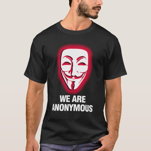 WE ZIJN ANONIEM. (ROOD) T-SHIRT (Voorkant)