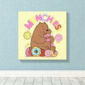 We zijn Beren, Grizz Donut Munchies. Canvas Afdruk (Insitu (Houten vloer))