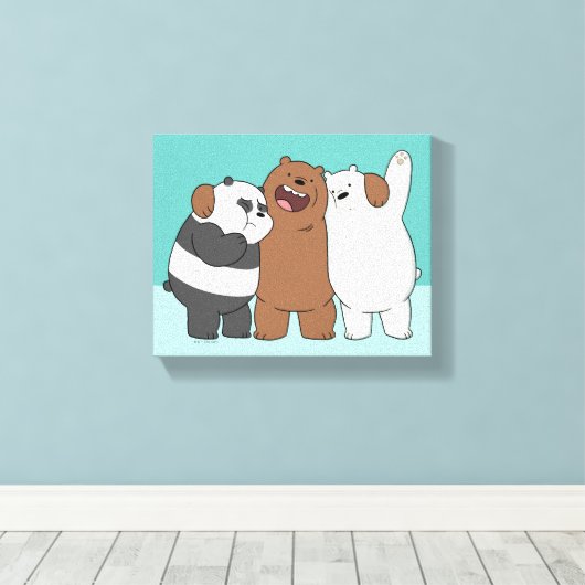 We zijn Beren Group Hug Canvas Afdruk (Insitu (Houten vloer))