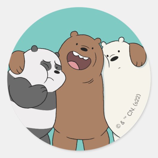 We zijn Beren Group Hug Ronde Sticker (Voorkant)