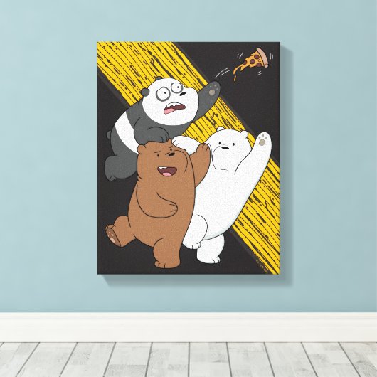 We zijn Beren - laatste Pizza Slice Canvas Afdruk (Insitu (Houten vloer))