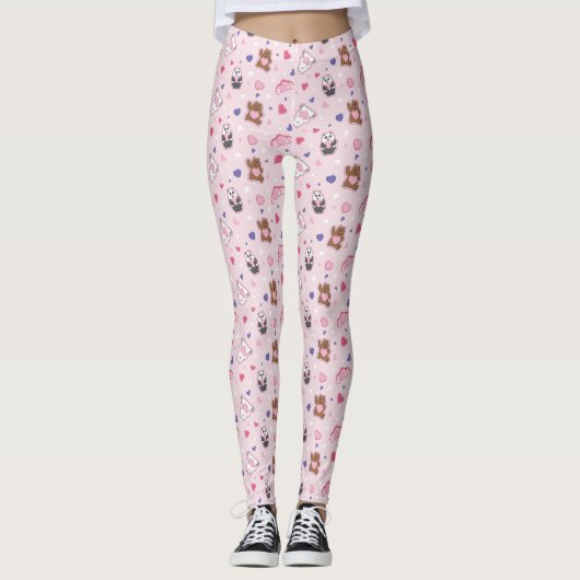 We zijn Beren - Valentijn harten patroon Leggings (Voorkant)