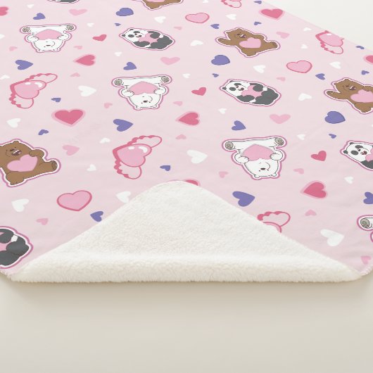 We zijn Beren - Valentijn harten patroon Sherpa Deken (3/4)