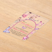 We zijn betoverd door het Pink Butterfly Baby show Acryl Uitnodigingen (Laagn)