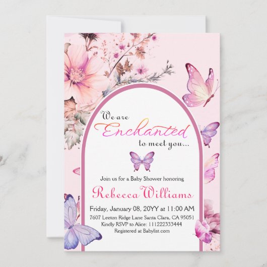 We zijn betoverd door het Pink Butterfly Baby show Kaart (Voorkant)