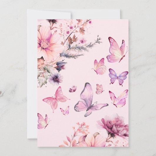 We zijn betoverd door het Pink Butterfly Baby show Kaart (Achterkant)