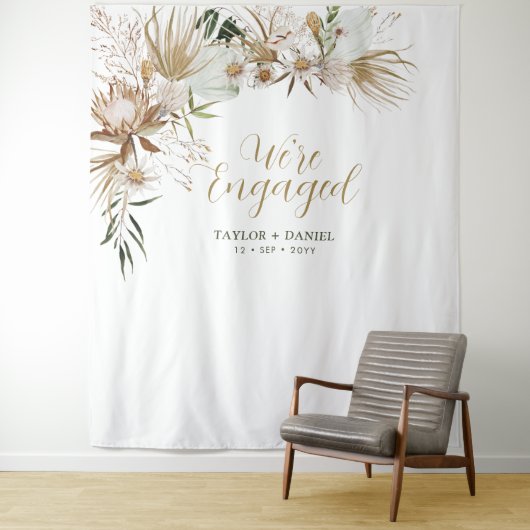 We zijn betrokken | Boho Bohemian Engagement Party Wandkleed (In situ)