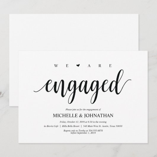 We zijn betrokken, Engagement Party nodigt uit Kaart (Voorkant / Achterkant)