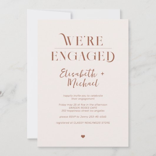 We zijn betrokken retro minimalistische verlovings kaart (Voorkant)