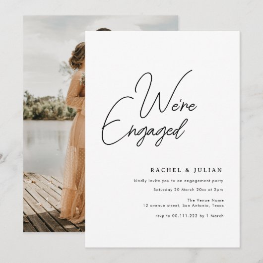 we zijn bezig met een simpele verloving - uitnodig kaart (Voorkant / Achterkant)