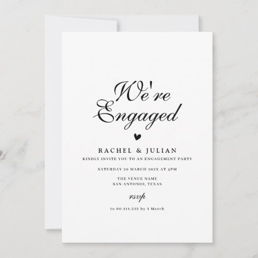 We zijn bezig met verloving met zwarte letters kaart (Voorkant)