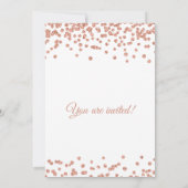 We zijn bezig. Roos Gold Glitter Confetti White Kaart (Achterkant)