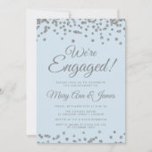 We zijn bezig. Silver Glitter Confetti Ice Blue Kaart (Voorkant)