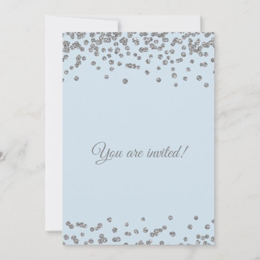 We zijn bezig. Silver Glitter Confetti Ice Blue Kaart (Achterkant)