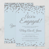 We zijn bezig. Silver Glitter Confetti Ice Blue Kaart (Voorkant / Achterkant)