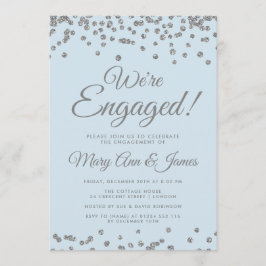 We zijn bezig. Silver Glitter Confetti Ice Blue Kaart