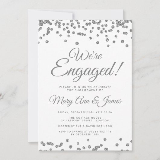 We zijn bezig. Silver Glitter Confetti Kaart (Voorkant)