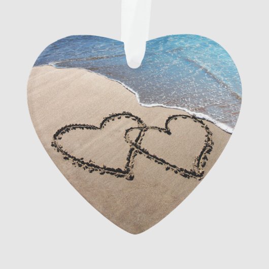 We zijn bezig. Twee harten in de zand Ornament (achterkant)