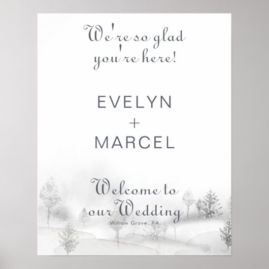 We zijn blij dat je hier de Winter Wedding Welcome Poster (Voorkant)