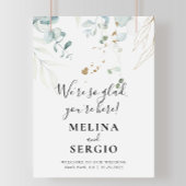 We zijn blij dat je hier Gold Green Wedding Welkom Poster
