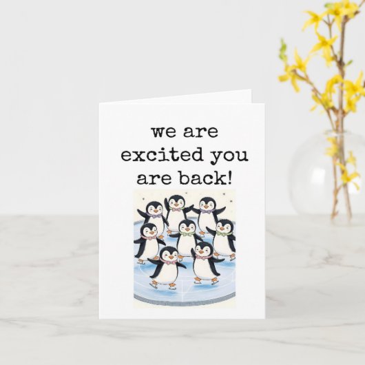 We zijn blij dat je terug bent, Penguins Kaart (Gele Bloem)