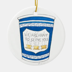 We zijn blij dat we jullie een blauwe Griekse koff Keramisch Ornament