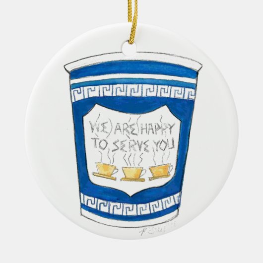 We zijn blij dat we jullie een blauwe Griekse koff Keramisch Ornament (Voorkant)