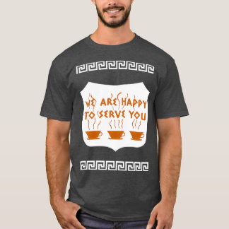 We zijn blij je te dienen, Koffiewinkel T-shirt