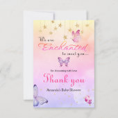 We zijn blij om u te ontmoeten vlinder Baby shower Bedankkaart (Voorkant)