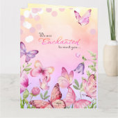 We zijn blij om u te ontmoeten vlinder Baby shower Bedankkaart (Achterkant)