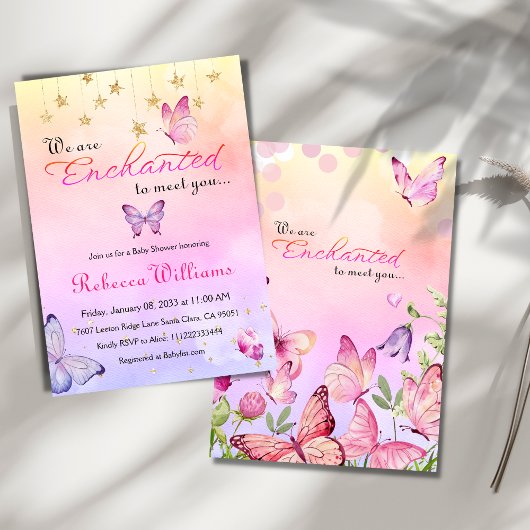 We zijn blij om u te ontmoeten vlinder Baby shower Kaart