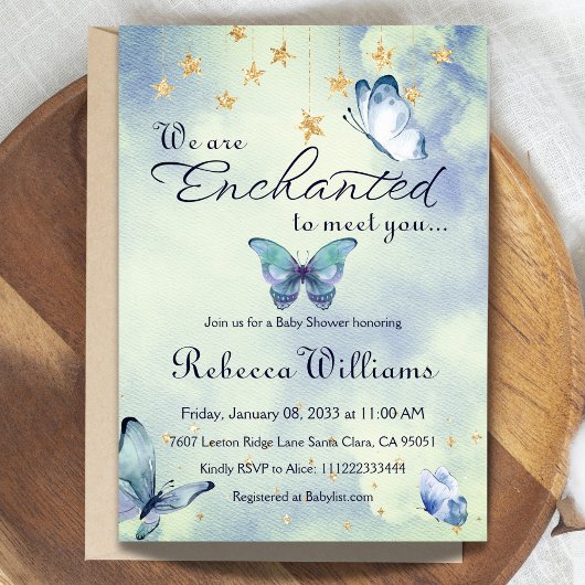 We zijn blij om u te ontmoeten vlinder Baby shower Kaart