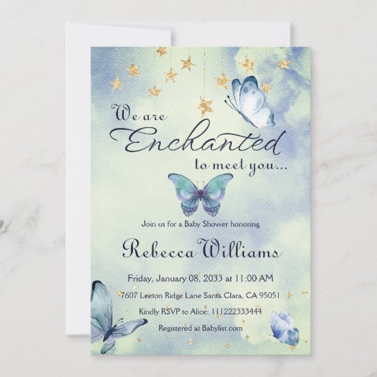 We zijn blij om u te ontmoeten vlinder Baby shower Kaart (Voorkant)