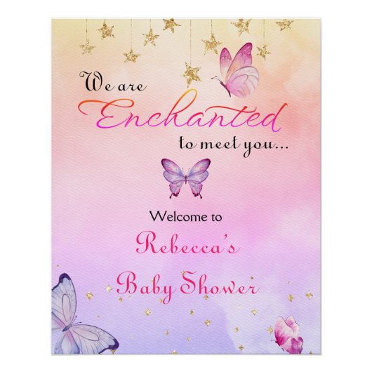 We zijn blij om u te ontmoeten vlinder Baby shower Perfect Poster (Voorkant)